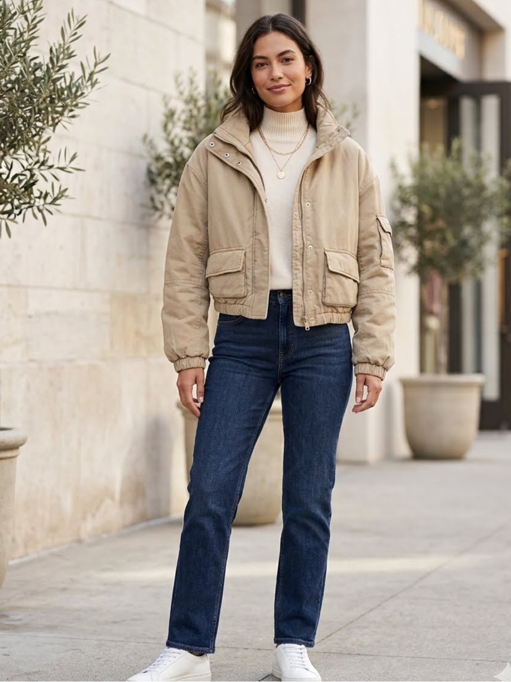 H&M Divided Tan Quilted Jacket
